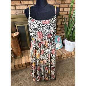 Torrid Leopard Floral Chiffon Midi Dress Plus Size 2X